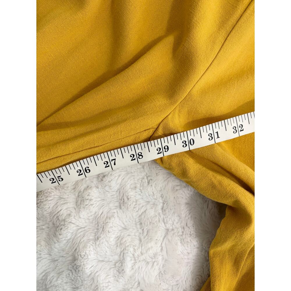 NEW Lulus Breezy Essential Mustard Yellow Linen Wide-Leg Lightweight Jumpsuit M - Picture 9 of 9